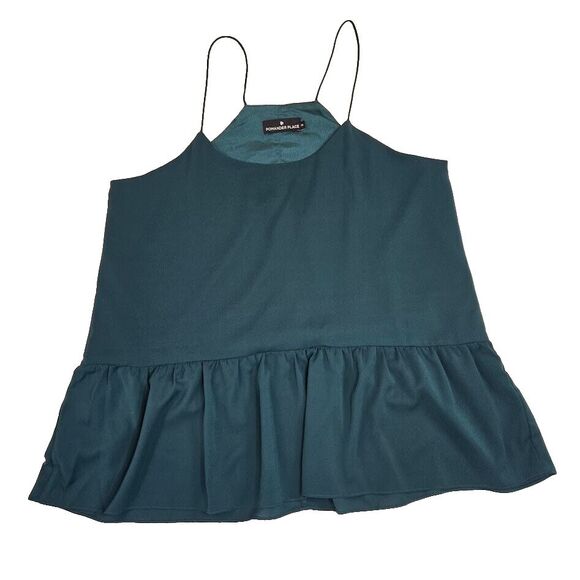 Pomander Place Tuckernuck Kieran Peplum Tank Blouse Emerald Green Size XXL‎ - Picture 1 of 5